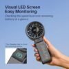 JISULIFE Handheld Fan Life7 – Ultimate Flexibility: High-Power Motor, LED Display, 19.5 Hrs Cooling, 5000mAh Rechargeable, 5-Speed, Foldable Design, 3-IN-1 Portable Fan for Travel Cruise Beach(Black)