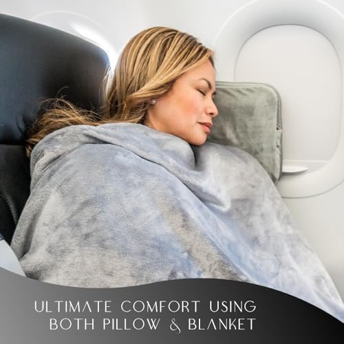 41O47Fw3WJL._AC_.jpg Travel Pillow and Blanket Set - 4-in-1 Ultimate Travel Kit with Memory Foam Pillow, Travel Blanket, Sleep Mask, and Earplugs-Ultimate Comfort and Coziness for Your Journeys - Grey