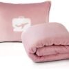 41OxtxVOtwL._AC_.jpg EverSnug Travel Blanket and Pillow - Ultra-Soft, Compact & Lightweight, 65x40 Inches, with Carry Case, Luggage Sleeve & Backpack Clip for Airplane Comfort (Light Pink)