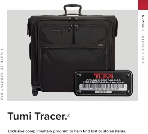TUMI - Alpha Extended Trip 4 Wheeled Garment Bag - 4-Wheeled Clothing Bag for Hanging Suits, Dresses & Coats - With TSA Lock - Black