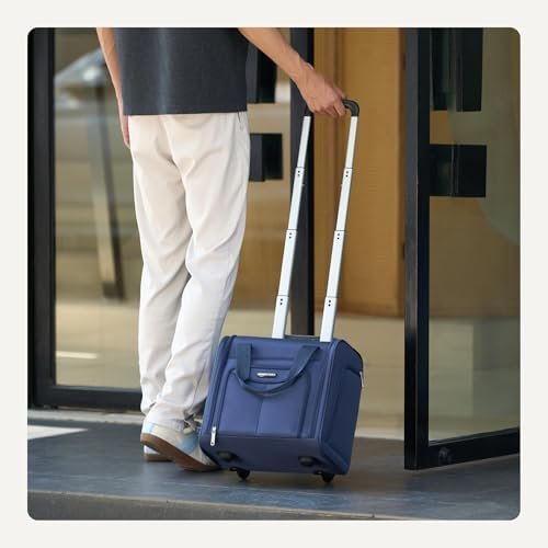 41UrWllw1lL._AC_.jpg Amazon Basics Underseat Carry On Luggage with Wheels - 14" Rolling Travel Bag, Navy