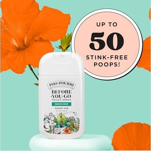 41WZu9XHx4L._AC_.jpg Poo-Pourri Before-You-Go Pocket Toilet Spray, Travel Essentials, Beach Bum, 1 Fl Oz, Up to 50 Uses, On-The-Go Bathroom Odor Deodorizer with Essential Oils, TSA Approved Size, Coconut Orchid Scent