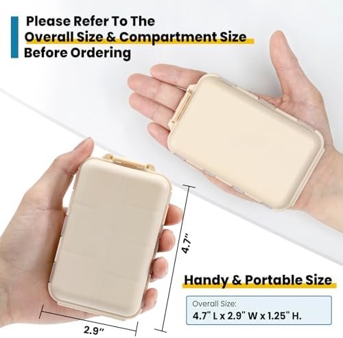 41X-eYQcQlL._AC_.jpg 3 Pack, 14 GRIDS Travel Pill Organizer Box with Labels - Travel Medicine Case Kit - Pocket Daily Pharmacy Container - Travel Medication Holder Dispenser for Fish Oil Vitamin Supplement Storage