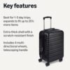 41X4NlMVzCL._AC_.jpg Amazon Basics 21" Hardside Carry-On Luggage, Hardshell Suitcase With Wheels, Expandable For Up to 25% More Space, With Scratch-Resistant Surface, Four Multi-directional Wheels, Black