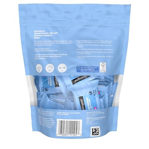 Neutrogena Makeup Remover Wipes Singles, Individually Wrapped Face Wipes, Daily Facial Cleanser Towelettes, Gently Removes Oil & Makeup, Alcohol-Free Makeup Wipes, 20 ct