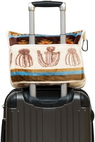 41YhpSRcbL._AC_.jpg CARSTENS, INC. Travel Blanket, Premium Compact 2-in-1 Airplane Blanket/Pillow, Cactus Stripe