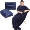 41ZJlgeKeL._AC_.jpg Travel Pillow and Blanket Set Travel Blanket Airplane Compact with Bag Travel Blanket Airplane Travel Essentials Car Blankets for Adults (Navy Blue)