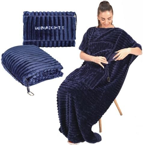 41ZJlgeKeL._AC_.jpg Travel Pillow and Blanket Set Travel Blanket Airplane Compact with Bag Travel Blanket Airplane Travel Essentials Car Blankets for Adults (Navy Blue)