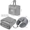 Travel Blanket Pillow Set - Travel Neck Pillow & Blanket for Airplane, Thick Fleece Plane Blankets, Hooded Memory Foam Neck Pillows, Foldable Duffel Bag, Sleep Mask, Earplugs for Plane Traveling