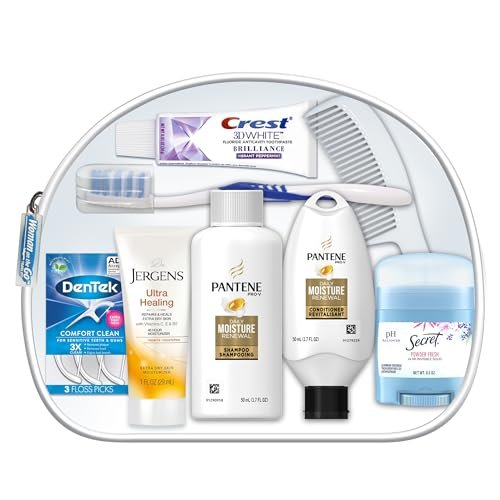41dFkEYM90L.jpg Convenience Kits International Women's Deluxe 10 Piece Kit with Travel Size TSA Compliant Essentials Featuring: Pantene Hair Products in Reusable Toiletry Zippered Bag