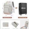 LOVEVOOK Travel Backpack For Women, 40L Carry On Backpack Flight Approved, TSA Personal Item Travel Bag Fits 17 Inch Laptop, Business Weekender Overnight Waterproof Daypack With 2 Cubes, Grey-Pink