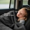 41fv9qwVKFL._AC_.jpg Melissa Large Travel Blanket and Inflatable Pillow Set - 69“ x 43.3” – Soft Blanket with Carry Bag – Lightweight, Compact & Washable for Backpacking, Hiking, Car, Airplane, Office, Camping (Gray)