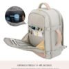 LOVEVOOK Travel Backpack For Women, 40L Carry On Backpack Flight Approved, TSA Personal Item Travel Bag Fits 17 Inch Laptop, Business Weekender Overnight Waterproof Daypack With 2 Cubes, Grey-Pink