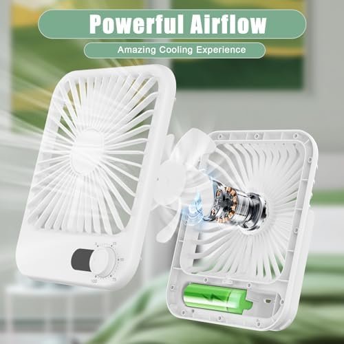 41gNx8ZTyjL._AC_.jpg Travel Fan for Sleeping, 6.8" Small Portable Fan Rechargeable Battery Powered, 100 Speeds Personal Mini Desk Fan for Office Bedroom, Cruise Ship Beach Vocation Travel Essentials, White
