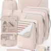41gjm4ydIQL._AC_.jpg 10 Set/8 Set Packing Cubes for Travel, Gifts for Women Mom,Anti-Tearing Suitcase Organizer for Luggage with Shoe & Hanging Toiletry Bag,OlarHike Vacation Essentials & Accessories for Cruise Ship,Cream