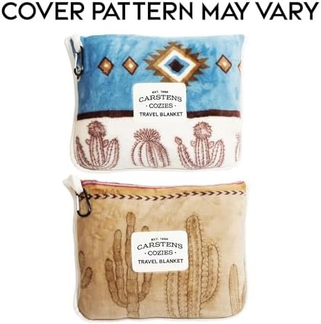 41gs40oWNYL._AC_.jpg CARSTENS, INC. Travel Blanket, Premium Compact 2-in-1 Airplane Blanket/Pillow, Cactus Stripe