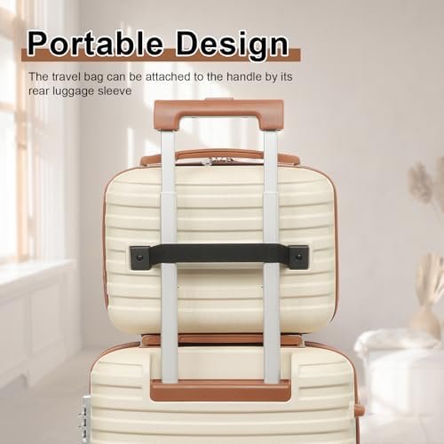 41hcNKEwOuL._AC_.jpg Joyway Carry On Luggage 20 Inch Expandable Suitcase with Spinner Wheel, 4 Piece Hard Shell Luggage Set with TSA Lock(White brown)