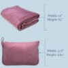 Bliss Faille Travel Pillow Blanket - 2-in-1 Lightweight Compact Airplane Camp Pillow and Blanket Set for Travelling, Size Small, Mauve