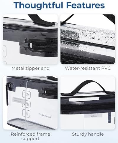 BAGSMART TSA Approved Toiletry Bag, 2 Pack Clear Makeup Cosmetic Bag Organizer, Quart Size Travel Bag for Toiletries, Carry-on Travel Accessories Essentials, Black-2pcs