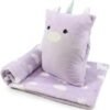 41liPAcuAhL._AC_.jpg 3-in-1 Kids Travel Blanket and Pillow Set, Snuggle Pillow with Hand Warmer, 40x60 inches Unicorn Blanket for Girls Compact, Perfect for Travel, Camping, Home and Office