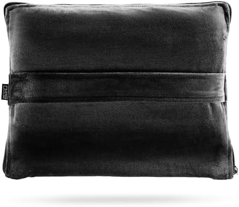 Lewis N. Clark Ultimate Comfort Set + Portable Travel Kit for Airplane, Includes Inflatable Pillow + Zippered Carrying Case, Cozy Fleece Blanket, Eye Mask for Sleeping & Foam Ear Plugs, Black