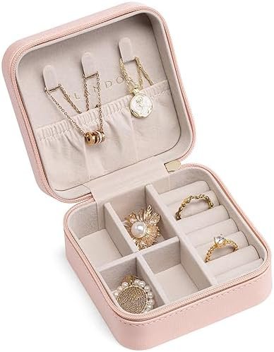 41oH1A-1oL._AC_.jpg Vlando Travel Jewelry Case - Teacher Appreciation Gifts - Small Jewelry Travel Organizer Box Travel Essentials Christmas Gift for Women Girl - Pink
