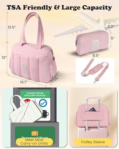 41oRdiwqSrL._AC_.jpg Duffle Bag for Travel, Weekender Bags for Women,Initial Overnight Bag with Wet Pocket,Lightweight Travel Bags Personalized Gym Tote with Makeup Pouch
