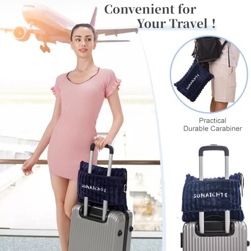 41oRnBjFwPL._AC_.jpg Travel Pillow and Blanket Set Travel Blanket Airplane Compact with Bag Travel Blanket Airplane Travel Essentials Car Blankets for Adults (Navy Blue)