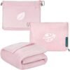 41pbcD9MZML._AC_.jpg PAVILIA Travel Blanket and Pillow, Arms Opening Airplane Blankets for Adults, Compact Plane Blanket with Arm Hole 2-in-1 Bag for Flight Car Camping Fit in Luggage Backpack Traveler Gift, Pink