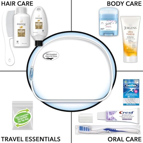 41pisUDq4BL.jpg Convenience Kits International Women's Deluxe 10 Piece Kit with Travel Size TSA Compliant Essentials Featuring: Pantene Hair Products in Reusable Toiletry Zippered Bag