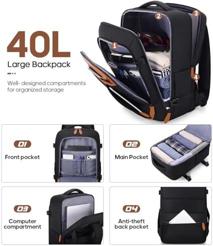 Luggage Sets 3 Piece, Carry On Luggage 20In With Spinner Wheels,PC Hardside Suitcase Set with TSA Lock,Durable Carry On Suitcase With Travel Backpack for Men (Black, 3 piece set (20inch))