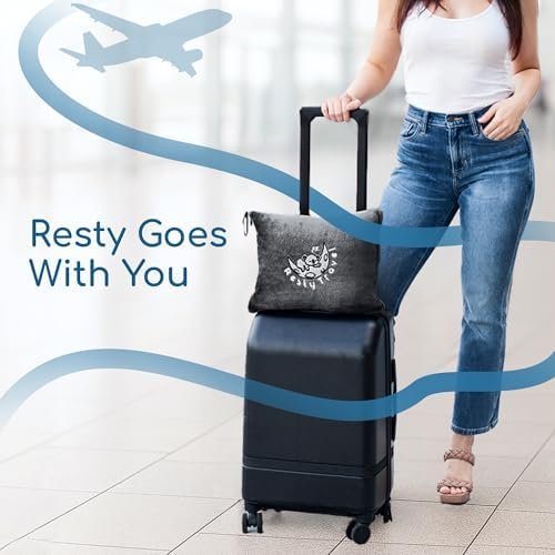 41uaPM5pTXL._AC_.jpg Resty 65"x40" Traveling Airplane Blanket, Deep Gray – Lightweight, Velvety Soft Blanket That Becomes a Travel Pillow – Must-Have Comfort for Planes & Road Trips – Travel Essentials for Women & Men