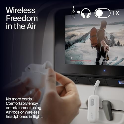 41xqBh0G9L._AC_.jpg Twelve South AirFly SE | Bluetooth Wireless Audio Transmitter Adapter for AirPods/Headphones, 20+ Hr Battery, Works with 3.5mm aux Jacks on Airplanes, TVs, Gym Equipment, and Travel