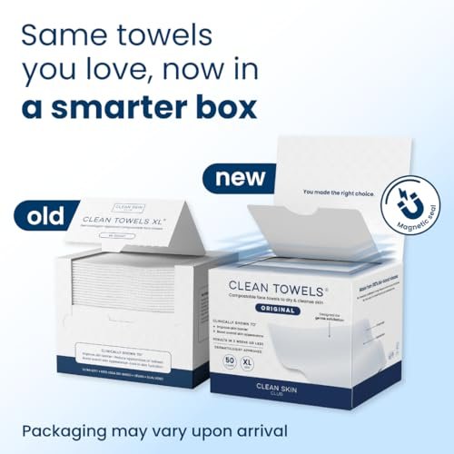 41xaeRmmXhL.jpg Clean Skin Club Clean Towels XL®, 100% USDA Biobased Face Towel, Disposable Face Towelette, Eczema Association Accepted, Makeup Remover Dry Wipes, Ultra Soft, 50 Count