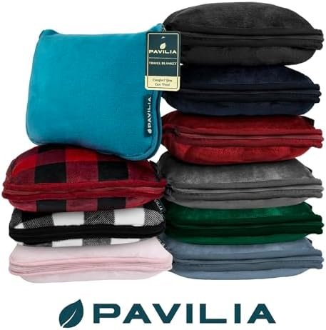 41y9-qaMymL._AC_.jpg PAVILIA Travel Blanket Pillow, Soft Airplane Blanket 2-IN-1 Combo Set, Plane Blanket Compact Packable, Flight Essentials Car Pillow, Travelers Gift Accessories Luggage Backpack Strap, 60x43 Slate Blue