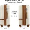 41yqI6fW2ZL._AC_.jpg Joyway Carry On Luggage 20 Inch Expandable Suitcase with Spinner Wheel, 4 Piece Hard Shell Luggage Set with TSA Lock(White brown)