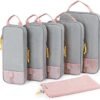 BAGSMART 6 Set Compression Packing Cubes - Lightweight Travel Essentials, Durable Luggage Organizer