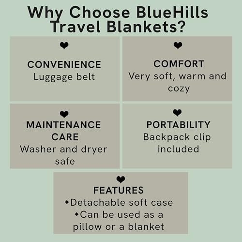 41zY1uLrVFL._AC_.jpg BlueHills Premium Soft Travel Blanket Pillow Airplane Blanket Packed in Soft Bag Pillowcase with Hand Luggage Belt Backpack Clip Compact Pack Large Portable Flight Throw Beige T005