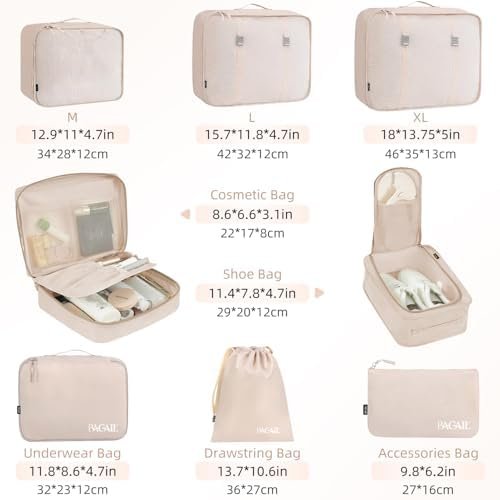 41zYvmf86uL._AC_.jpg BAGAIL 8 Set Packing Cubes Luggage Packing Organizers for Travel Accessories-Cream