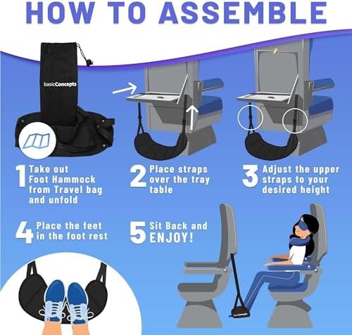51PoAy4SUL._AC_.jpg Airplane Foot Hammock (Memory Foam), Perfect Airplane Footrest to Relax Your Feet | Foot Hammock for Airplane Travel Accessories, Desk Foot Hammock, Travel Foot Rest, Comfy Foot Hanger Airplane