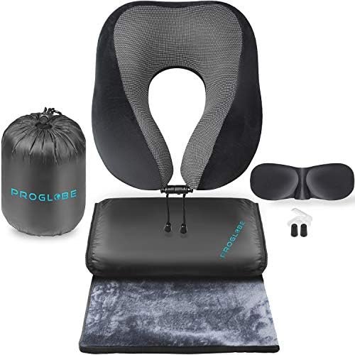 51-1D0MzYoL._AC_.jpg Travel Blanket Luxury Travel Set - Ergonomic Airplane Neck Pillow 100% Pure Memory Foam and Super Soft Fleece Blanket - Premium 3D Sleep Mask & Earplugs - Ultimate 4-in-1 Traveling Kit Black