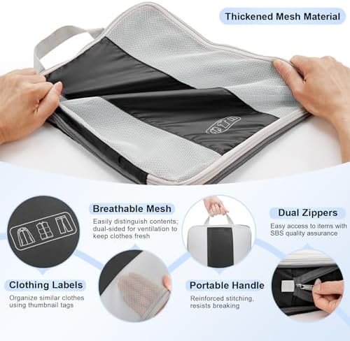 51-yTjL7wqL._AC_.jpg 10 Set Compression Packing Cubes for Travel Essentials,Compressible Expandable Packing Cubes for Suitcase,OlarHike Luggage Organizer Bags for Travel,Handy Helper for Organizing Clothes(Black)