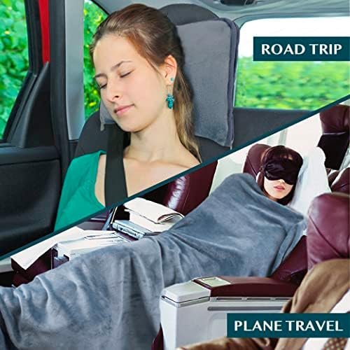 5108JzMLEvL._AC_.jpg PAVILIA Travel Blanket Pillow, Soft Airplane Blanket 2-IN-1 Combo Set, Plane Blanket Compact Packable, Flight Essentials Car Pillow, Travelers Gift Accessories Luggage Backpack Strap, 60x43 Slate Blue