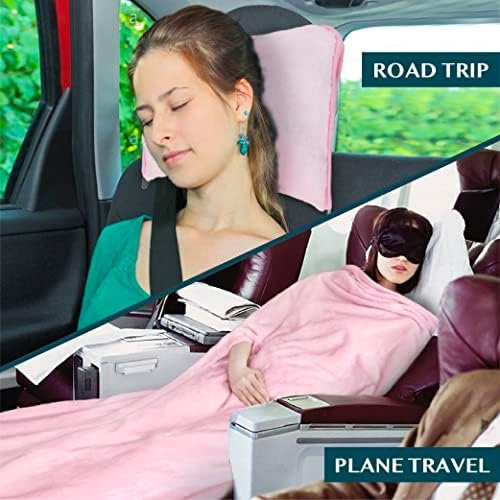 511qIzDAbfL._AC_.jpg PAVILIA Travel Blanket and Pillow, Arms Opening Airplane Blankets for Adults, Compact Plane Blanket with Arm Hole 2-in-1 Bag for Flight Car Camping Fit in Luggage Backpack Traveler Gift, Pink