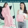 512fjrYz1JL._AC_.jpg PAVILIA Travel Blanket and Pillow, Arms Opening Airplane Blankets for Adults, Compact Plane Blanket with Arm Hole 2-in-1 Bag for Flight Car Camping Fit in Luggage Backpack Traveler Gift, Pink