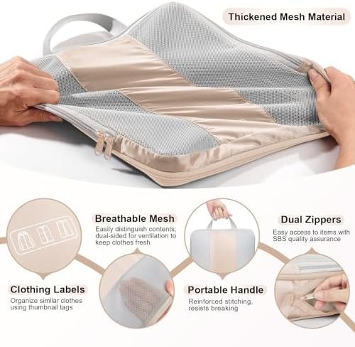 513X8p7Qz0L._AC_.jpg 10 Set Compression Packing Cubes for Travel Women Mom,OlarHike Luggage Clothes Storage Gifts for Travelers,Airplane/Cruise/Car/Train Travel Essentials,Compressible Expandable Saver Space Bags(Beige)