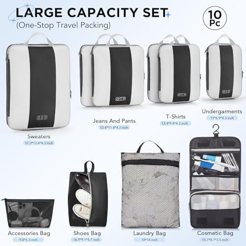 514nEA5neKL._AC_.jpg 10 Set Compression Packing Cubes for Travel Essentials,Compressible Expandable Packing Cubes for Suitcase,OlarHike Luggage Organizer Bags for Travel,Handy Helper for Organizing Clothes(Black)