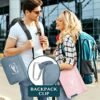 51587TYElL._AC_.jpg PAVILIA Travel Blanket Pillow in Soft Bag with Pockets, Airplane Blanket Set, Plane Blanket Compact Packable, Flight Essentials Car Pillow, Travelers Accessories Gifts, Luggage Strap, Dusty Light Blue