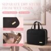 HOTOR Travel Toiletry Bag w/Hanging Hook - Spacious Toiletry Bag Essentials for Women & Men, Makeup Bag/Big Comparment, Waterproof for Travel Accessories, Medium, Black