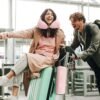 5184FYxQ7DL._AC_.jpg Travel Pillow and Blanket Set Neck Pillows Travel Essentials with Sleep Mask for Airplane Car Memory Foam Pink